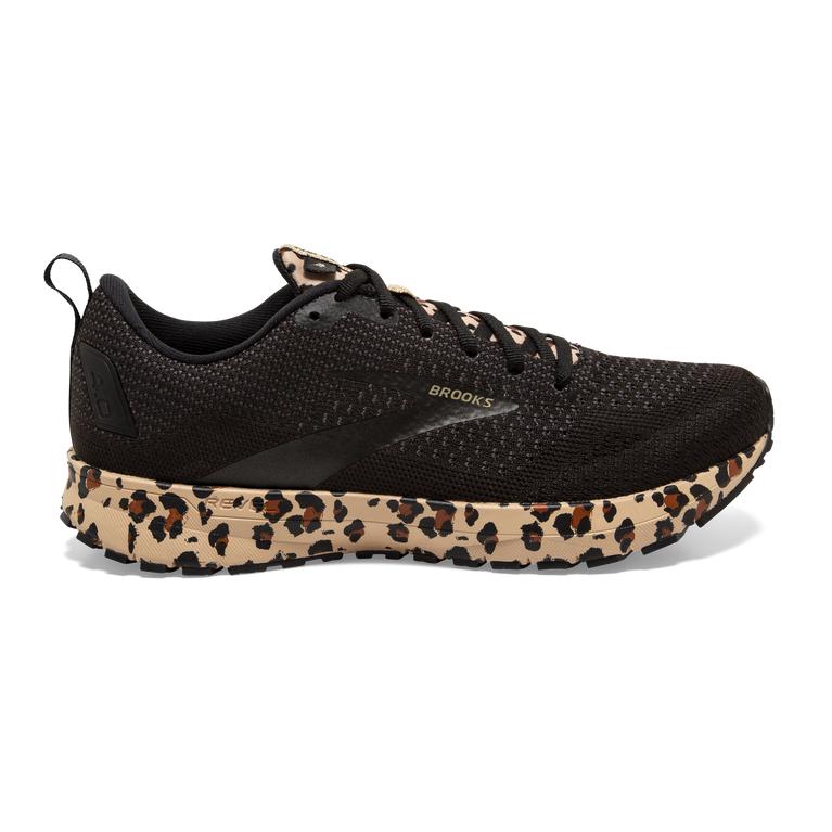 Brooks Revel 4 - Womens Road Running Shoes - Black/Latte/Metallic/Leopard/Khaki (08541BXDR)